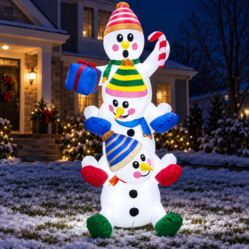 6FT Christmas Inflatable Snowman Tower, LED Lights for Outdoor Decor