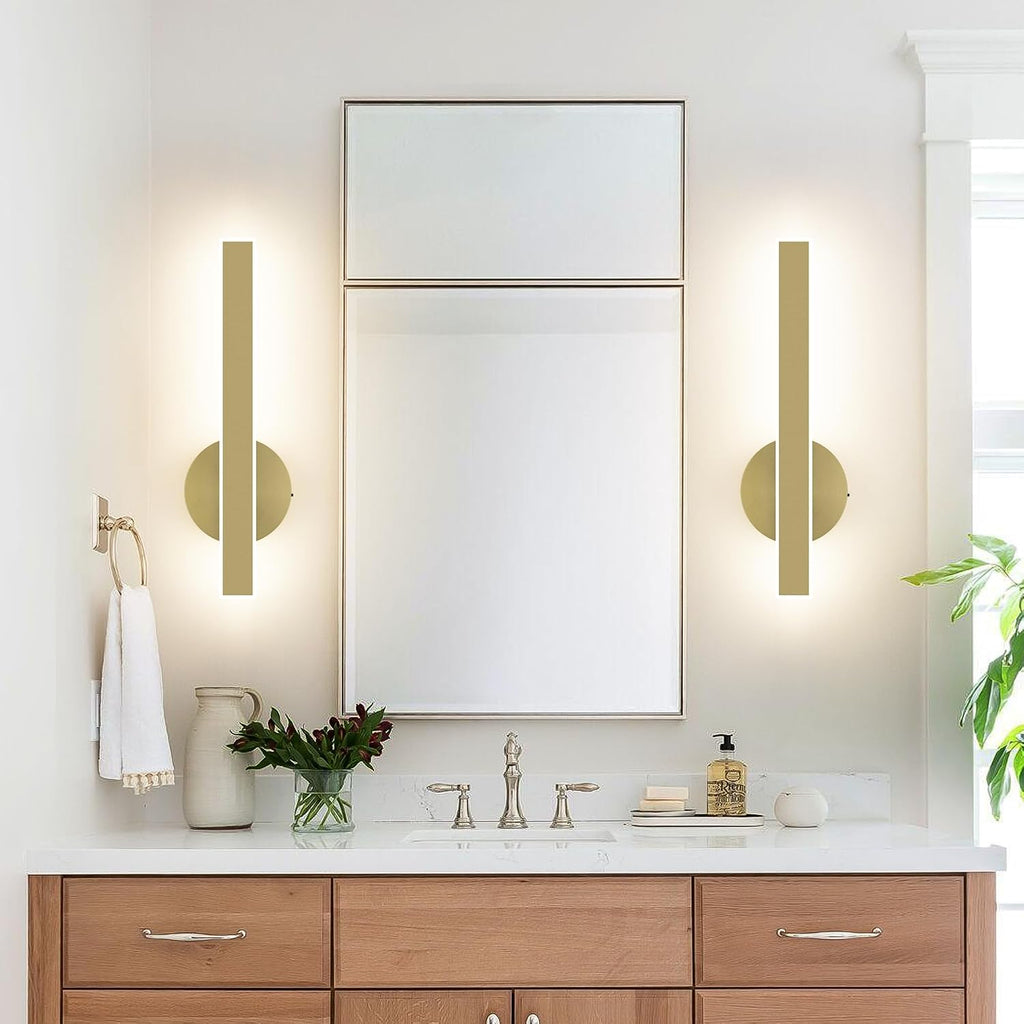 Gold Wall Sconce Hardwired Modern LED 18W Wall Sconce Set of Two, 15.7Inches Wall Lights for Living Room Bedroom
