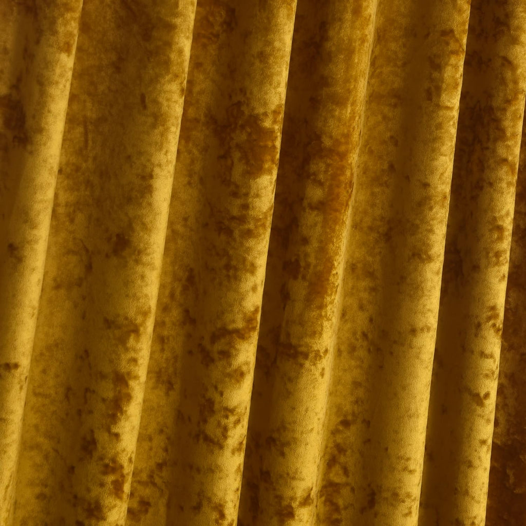 Warm Gold Velvet Curtains 2 Panel Set - 96 inches Long Drapes Room Darkening Luxury Distressed Crushed Draperies Rod