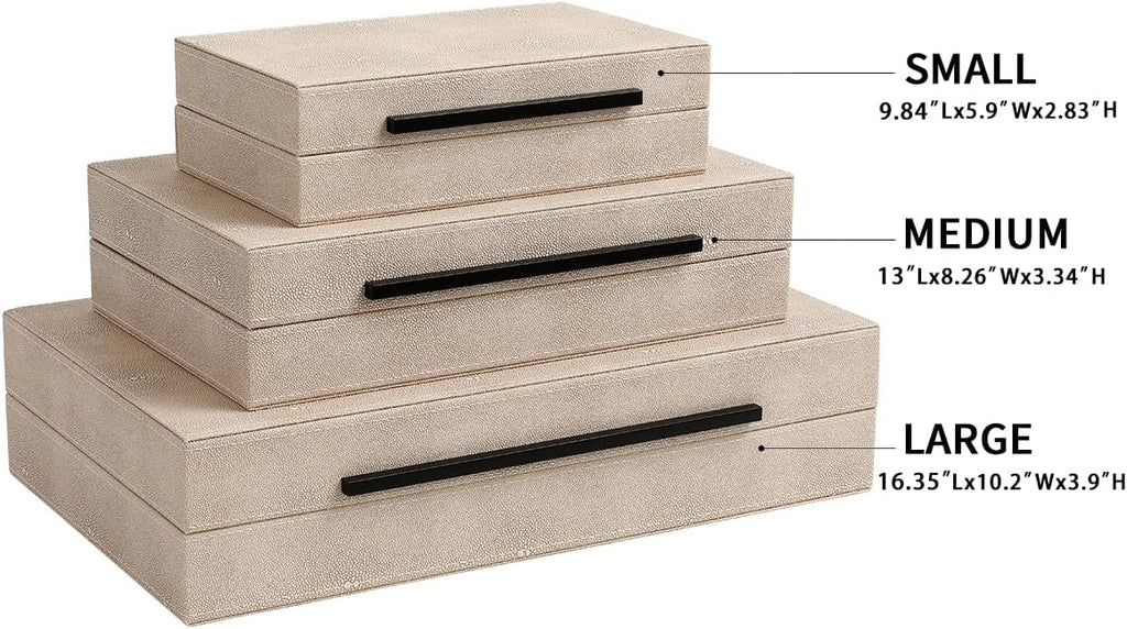Decorative Boxes with Lids Faux Leather Decorative Box, Large Modern Decorative Boxes with Lids Decor - Set of 3