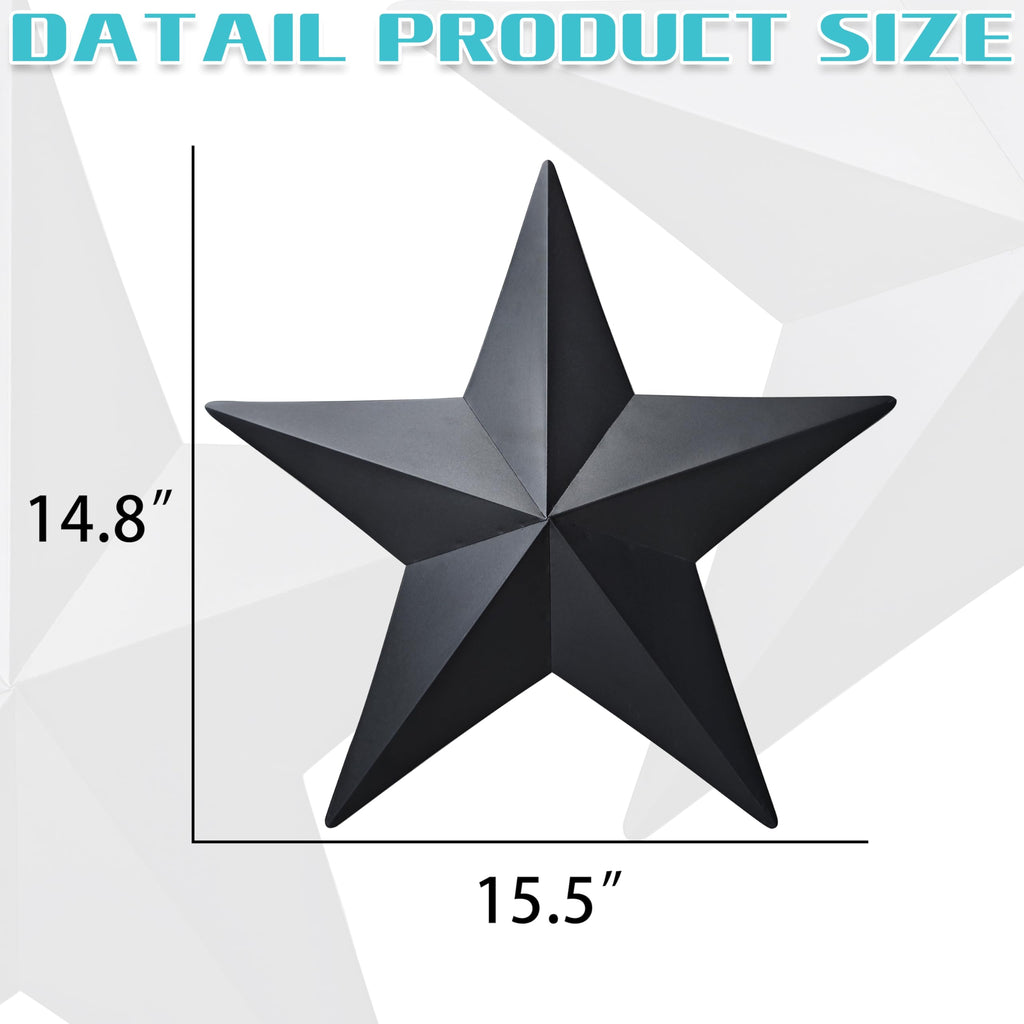 15.5"2Pcs Barn Star Wall Decor Texas Stars Art, Metal Stars for Outside Rustic Vintage Western Country Farmhouse Home
