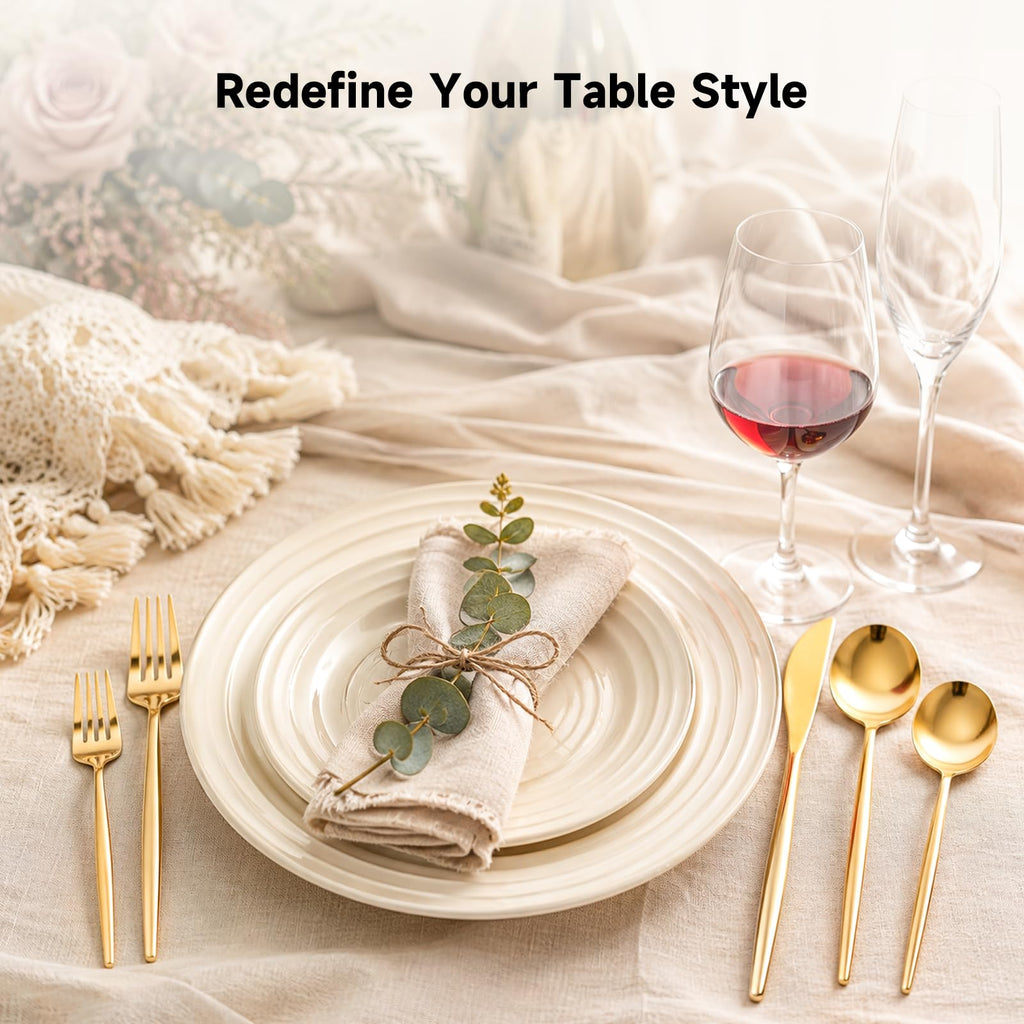 Gold Silverware Set for 8, 40 Piece Stainless Steel Flatware Cutlery Set