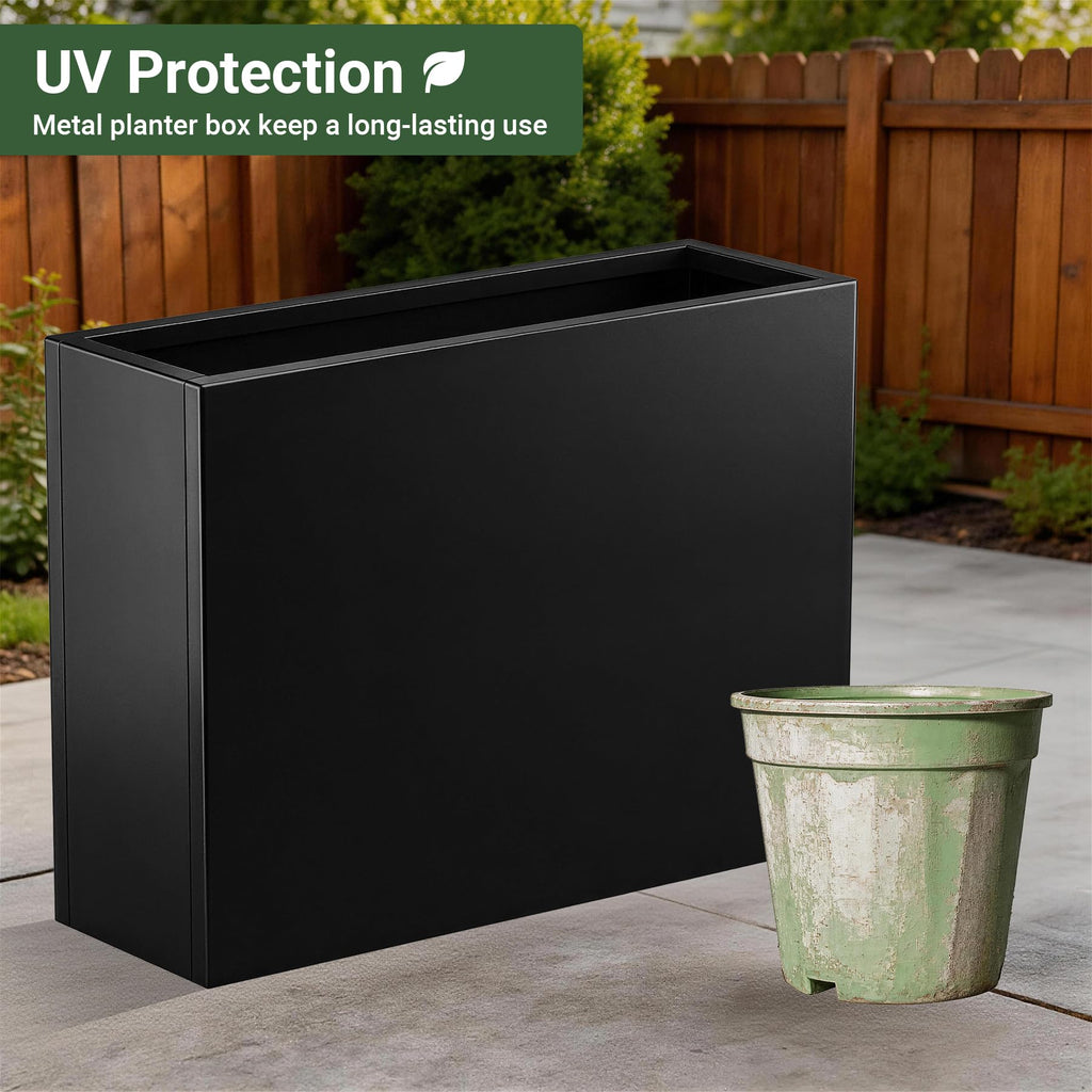 36" Metal Planter Box, Large Rectangular Window Box