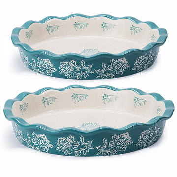 Blue Porcelain Deep Dish Pie Pan - Non-Stick