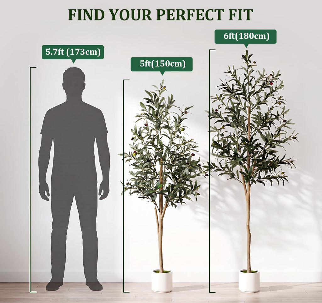 Artificial Olive Tree 5FT with Natural Wood Trunk Faux Plant