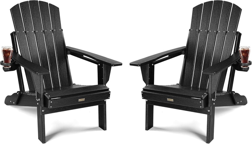 Folding Adirondack Chair, Dark Black