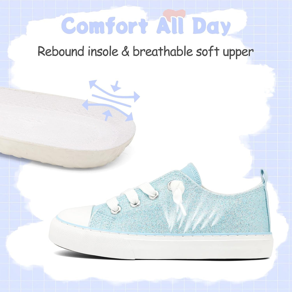 Toddler Kids Canvas Sneakers Sparkle Glitter Sequins Shoes Slip On Soft and Durable