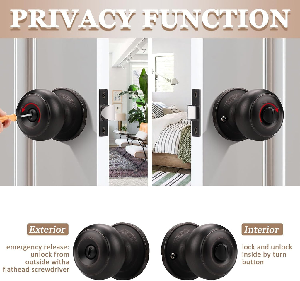 Oil Rubbed Bronze Door Knobs Interior, 10 Pack