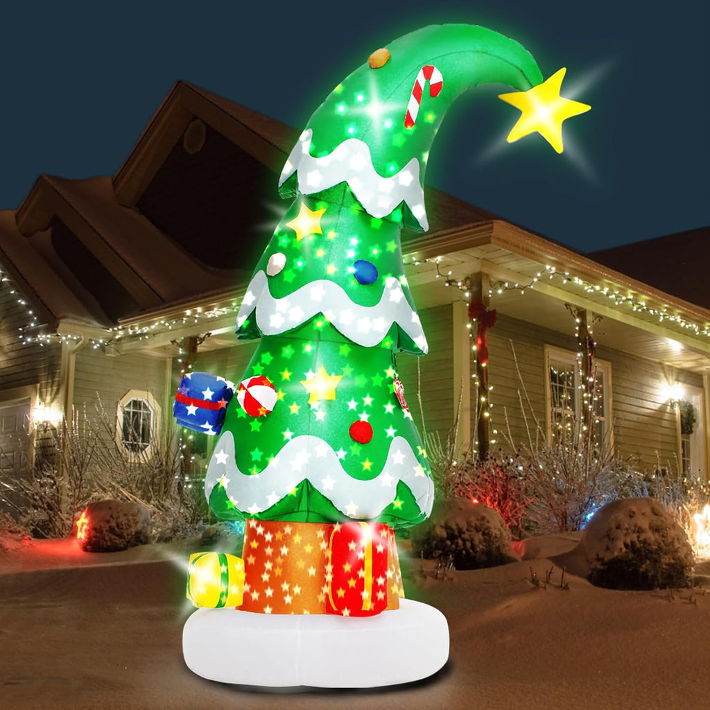 6 FT Christmas Outdoor Inflatable Decorations, Blow Up Christmas Tree with LED Light for Xmas Holiday Party Garden