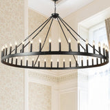 64 Inch Extra Large Black Wagon Wheel Chandelier 42-Light Farmhouse Wagon Wheel Chandeliers Round Industrial Ceiling Light fixtures for Outdoor Porch high Ceilings Living Dining Room Foyer Entryway A105-B0C5RF3HXN