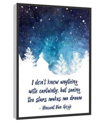 Vincent Van Gogh Quote Wall Art I Don'T Know Anything With Certainty, But Seeing The Stars Makes Me Dream Poster