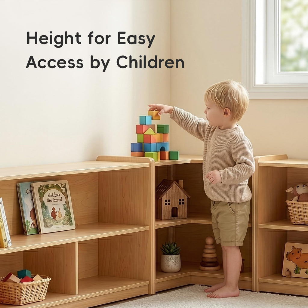 L-Shape Montessori Bookshelf for Compact Corner Space, Corner Shelf