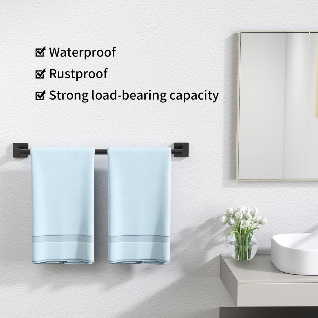 Towel Bar, 24" 2 Pack Wall Mounted Towel Rack, Black