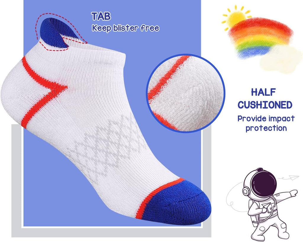12 Pairs Boys Socks Ankle Athletic Socks With Cushioned Sole For Old Kids