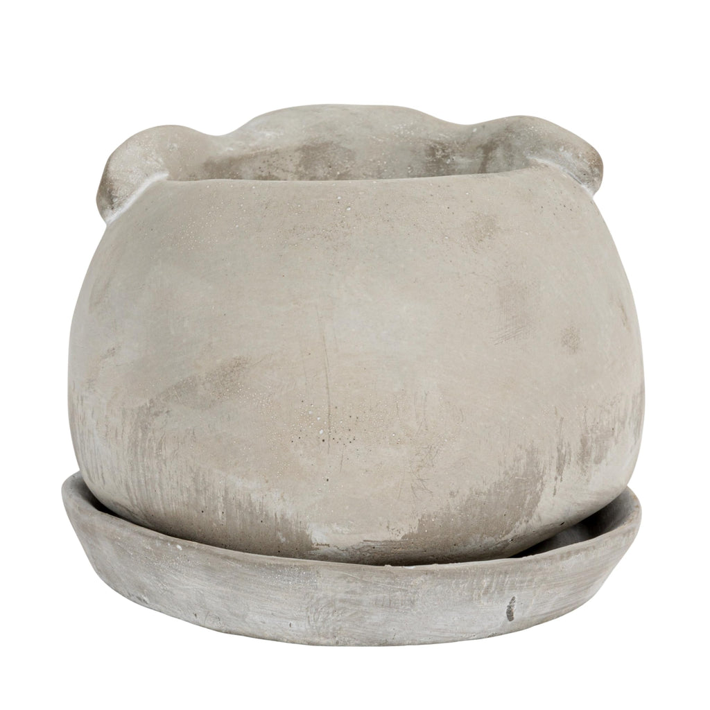 Cement Rabbit Planter with Saucer (Set of 2 Pieces)