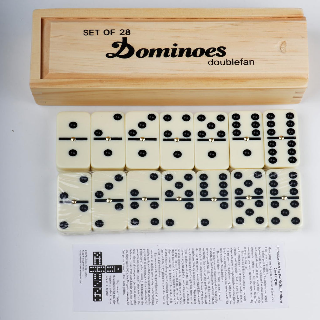 Dominoes for Adults, Double 6 Domino Set 28 Tiles in Wood Case - Set of 28