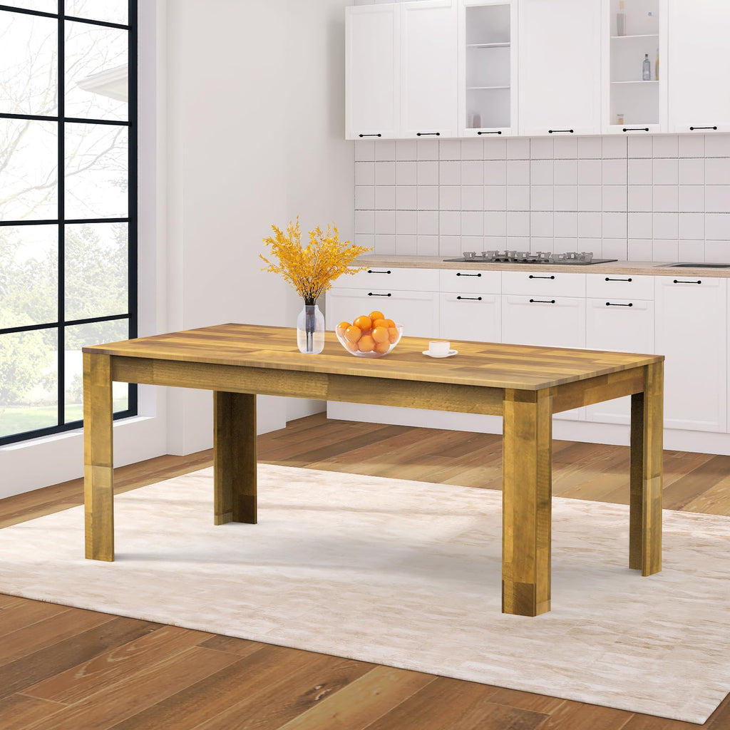71" Kitchen Dining Table for 6-8, Farmhouse Wood Rectangular Dinner Table