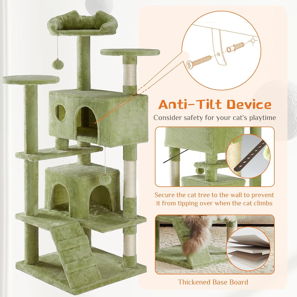 54 Inch Cat Tree Tower with Scratching Posts, Indoor Use