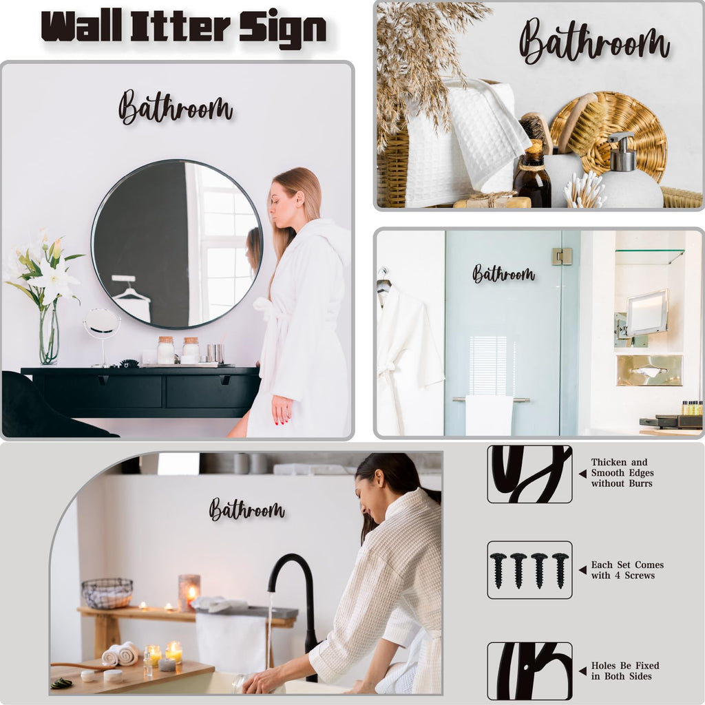Bathroom Decor Bathroom Metal Sign Plaque Wall Arts Decorations Cutout Farmhouse Sign Dressing Room (28 inches)