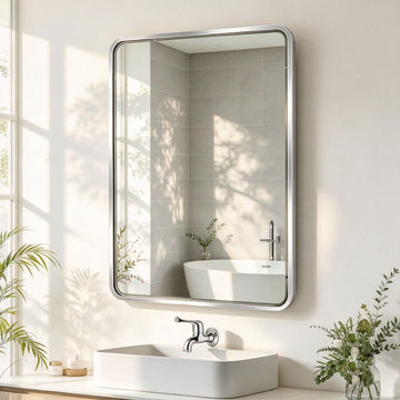 Medicine Cabinet with Mirror, 20 Inch x 31 Inch Metal Framed Bathroom Mirror Medicine Cabinet Rectangle Tilting