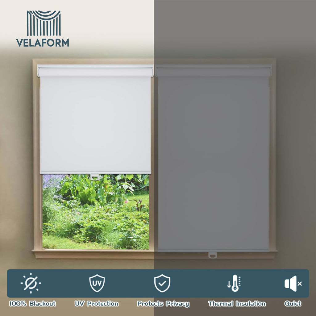 Cordless Roller Shades (, White), Spring Retract