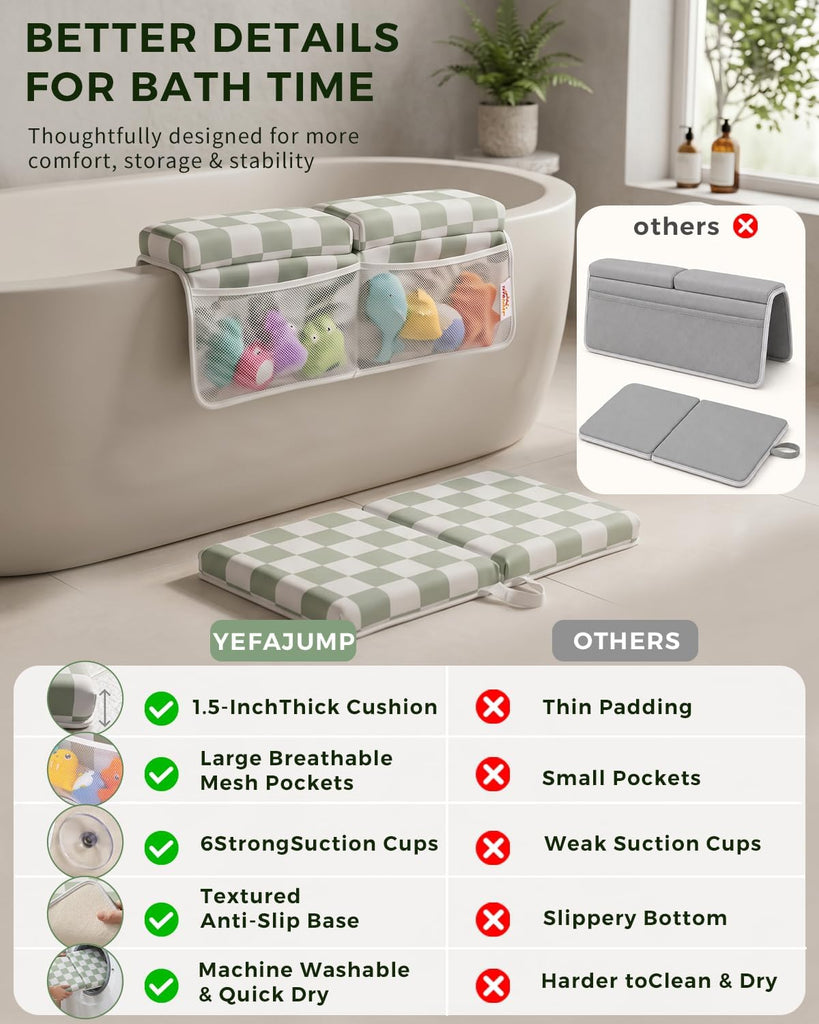 Bath Kneeler and Elbow Rest Pad Set, 1.5'' Kneeling Pad for Bathing Baby