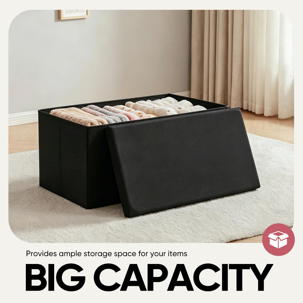 30 Inches Storage Ottoman Bench, Folding Ottoman with Storage