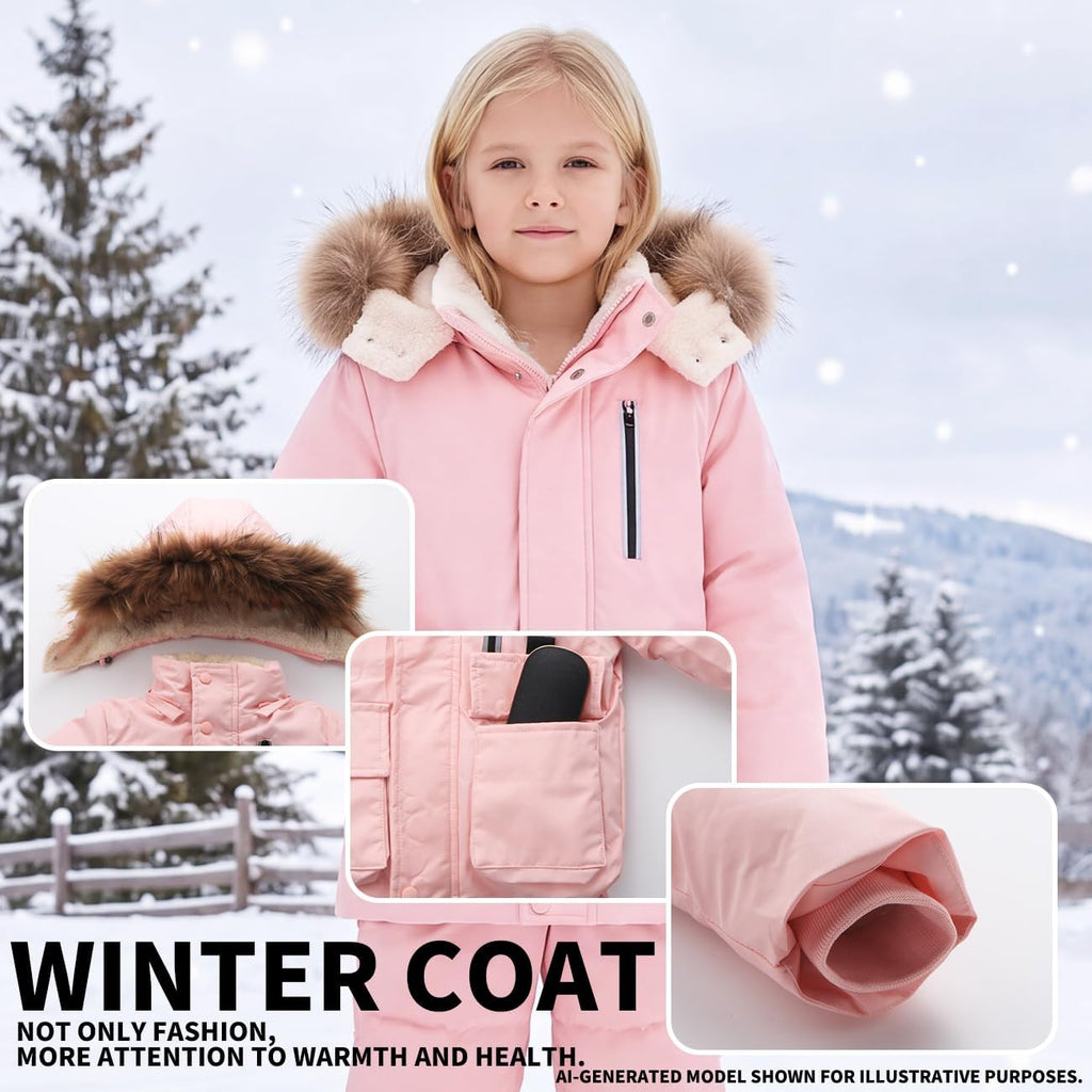 Boys Girls Winter Coat Puffer Jacket Fleece Lined Warm Outerwear