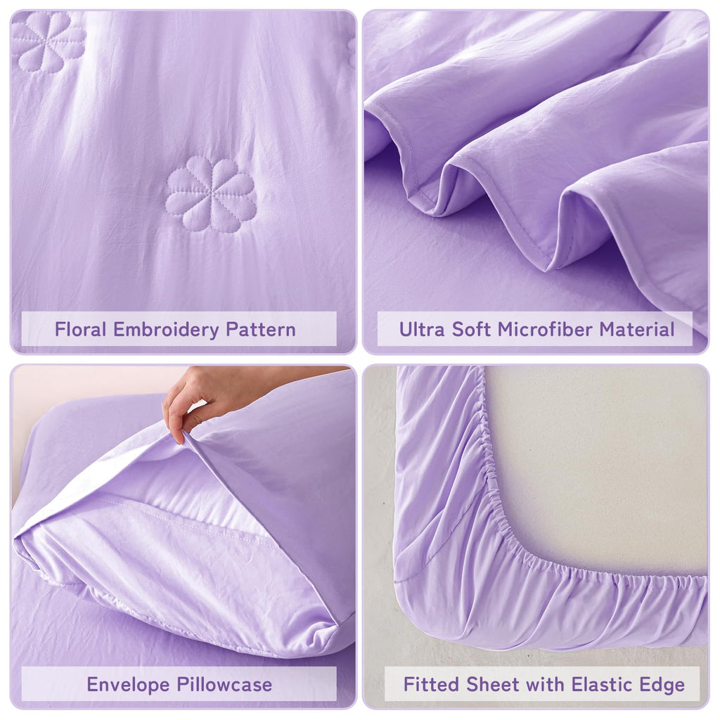 Toddler Bedding Set for Girls Boys Kids Comforter Set Light Purple
