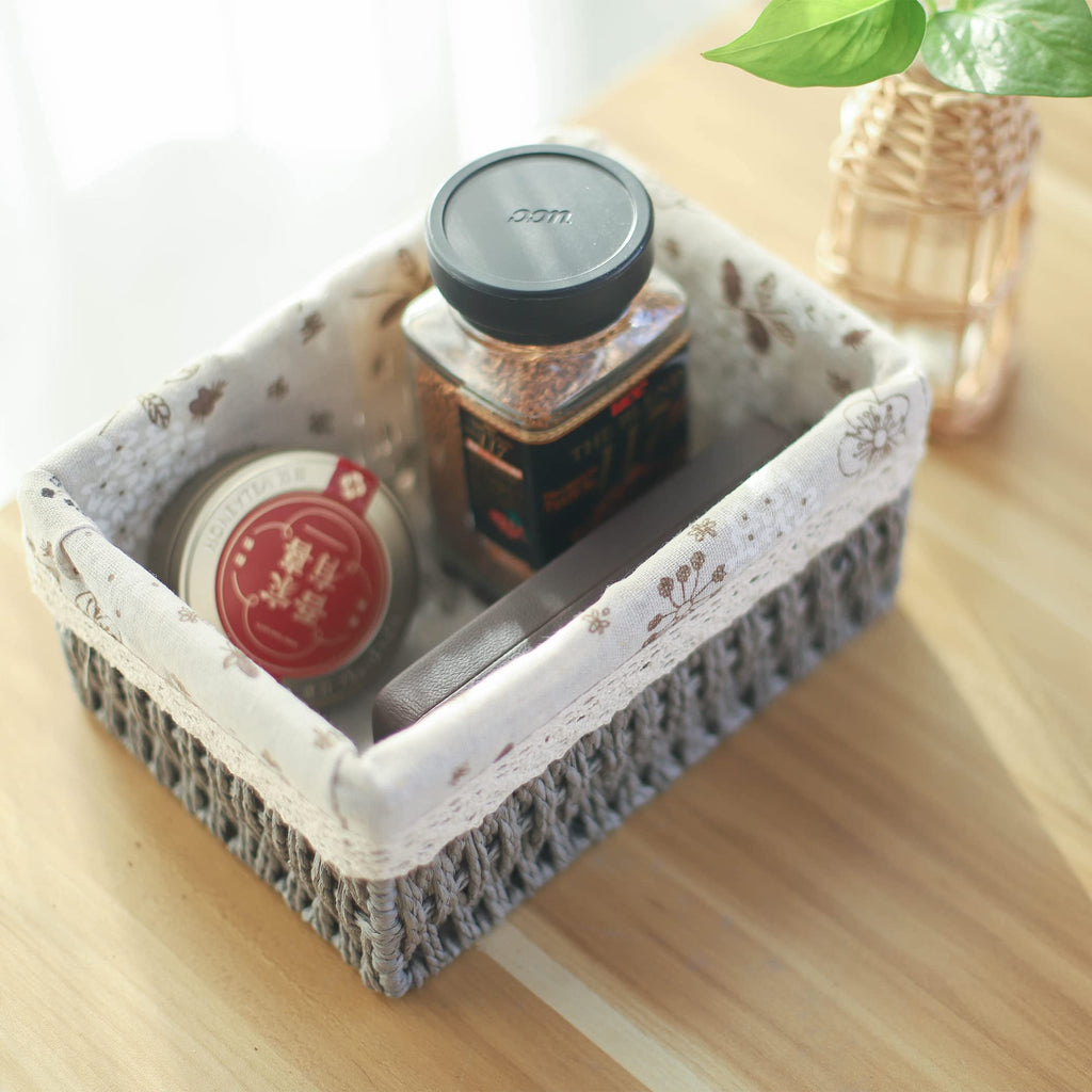 Macrame Storage Baskets Set of 3 Boho Decor Baskets for Organizing Decorative Paper Rope Woven Storage Basket with