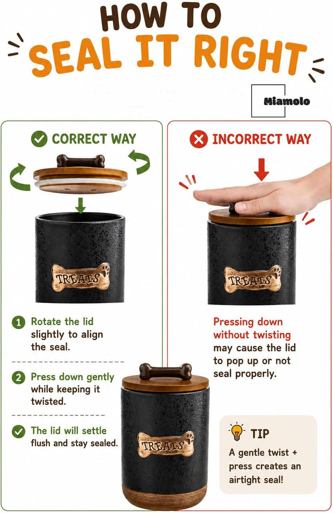 Dog Treat Container Jar with Airtight Lid, Keep the Pet Treat Fresh