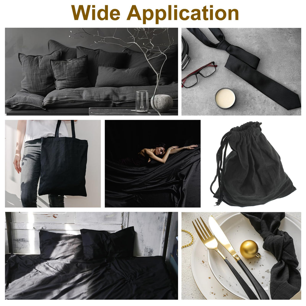 3 Yards Black Cotton Fabric by the Yard Fabrics, 59 Inches Wide Medium Weight 100% Natural Cotton Fabrics, Bleached
