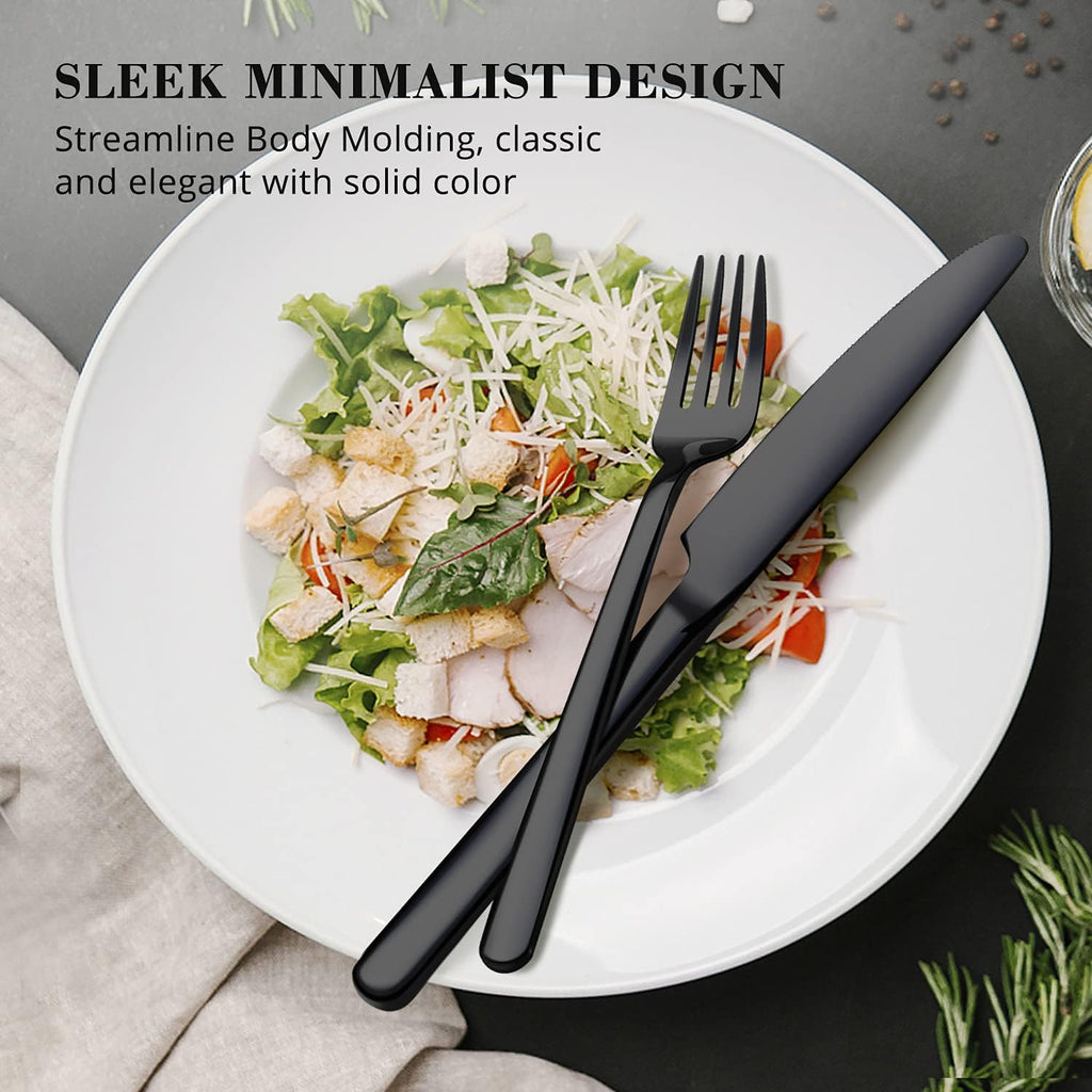 Black Silverware Set, 30-Piece Flatware Set for 6, 18/10 Stainless steel Cutlery Set