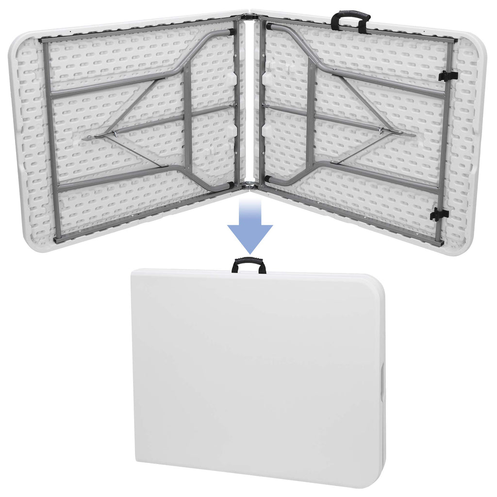6FT Folding Table for Indoor Outdoor, Portable Heavy Duty Fold-in-Half Plastic Dining Picnic Party Camping Table with