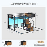 Triple Bunk Bed with Storage Staircase, RGB Lights & Charging Station, Twin Over Twin