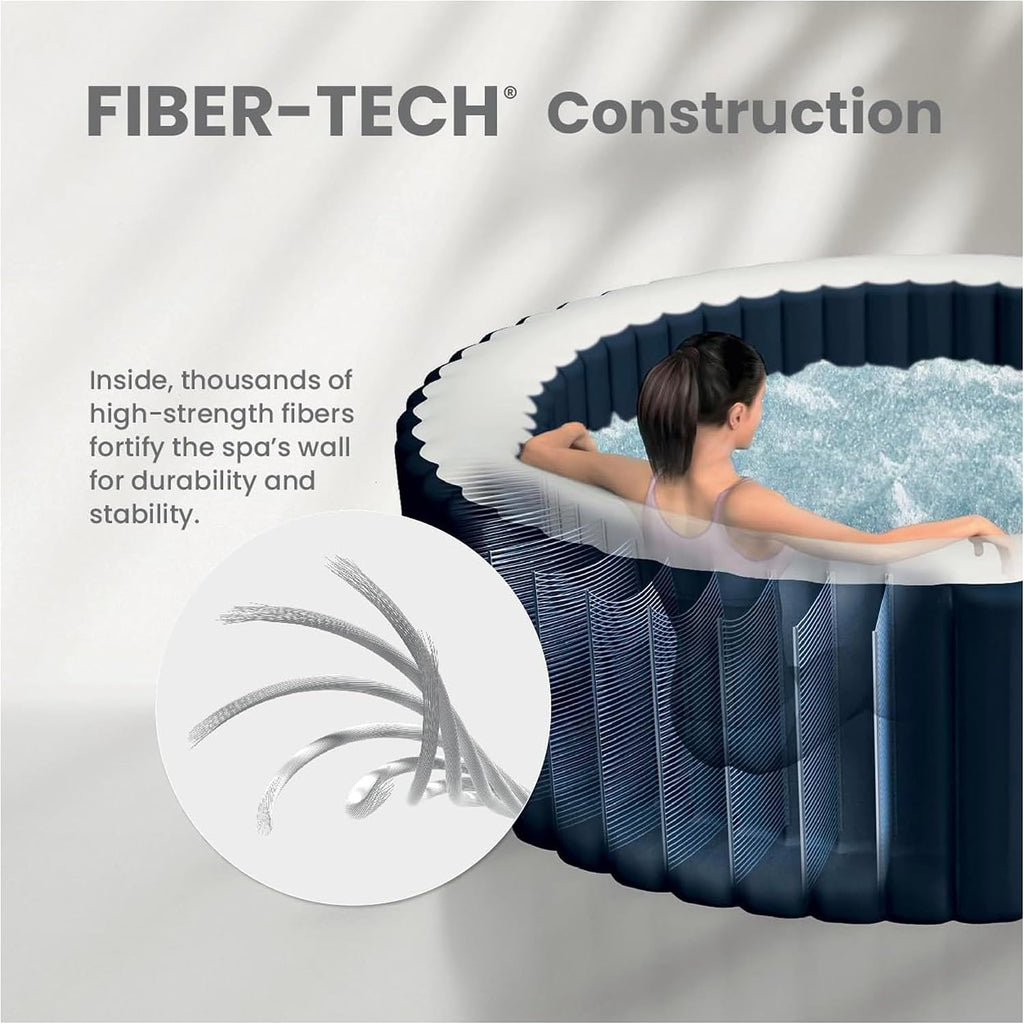 PureSpa 4 Person Inflatable Hot Tub with Energy-Efficient Spa Cover | 28429EH Bubble Massage: Built-in Hard Water