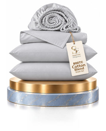Queen Sheets Set, Soft Gray, Sateen Weave 800 Thread Count