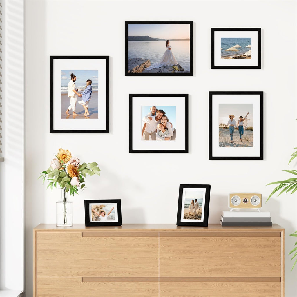 12x12 Picture Frames Set of 9 for Wall Mounting, Black