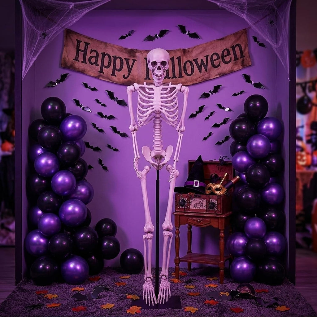 Life Size Skeleton, 5.4Ft/165cm Halloween Skeleton Poseable Skeleton Full Body Human Bones with Movable Joints