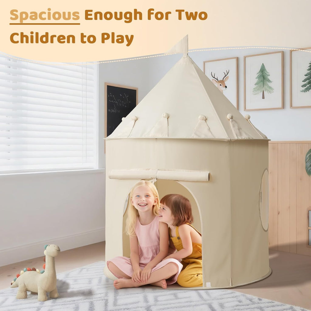Golden Beige Kids Tent: Pop up Kids Play Tent Made by Peachskin Fabric - Toddler House for Indoor & Outdoor - Great