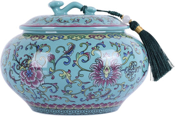 Decorative Ceramic Enamel Ginger Jar Decor - Blue and White Porcelain Storage Jar, Chinoiserie Flower Vase