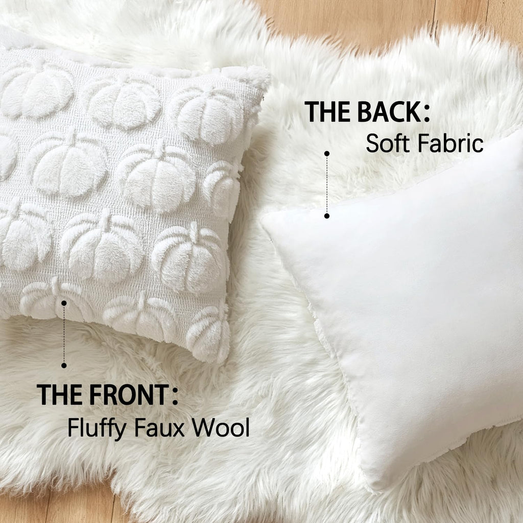 Fall Pillow Covers Pumpkin Fall Decor 22x22 Pure White