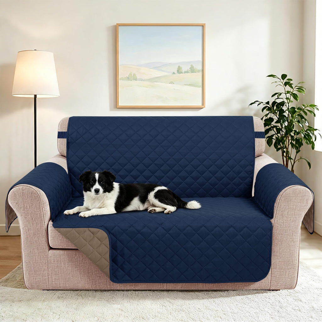Loveseat Couch Cover for Dogs, Navy/Camel