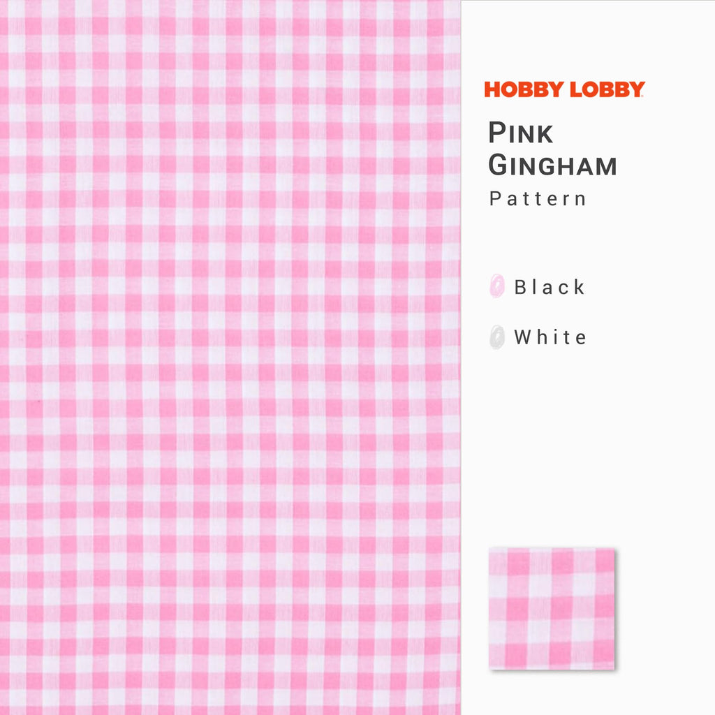 Pink Gingham Cotton Calico Fabric, 2 Yards