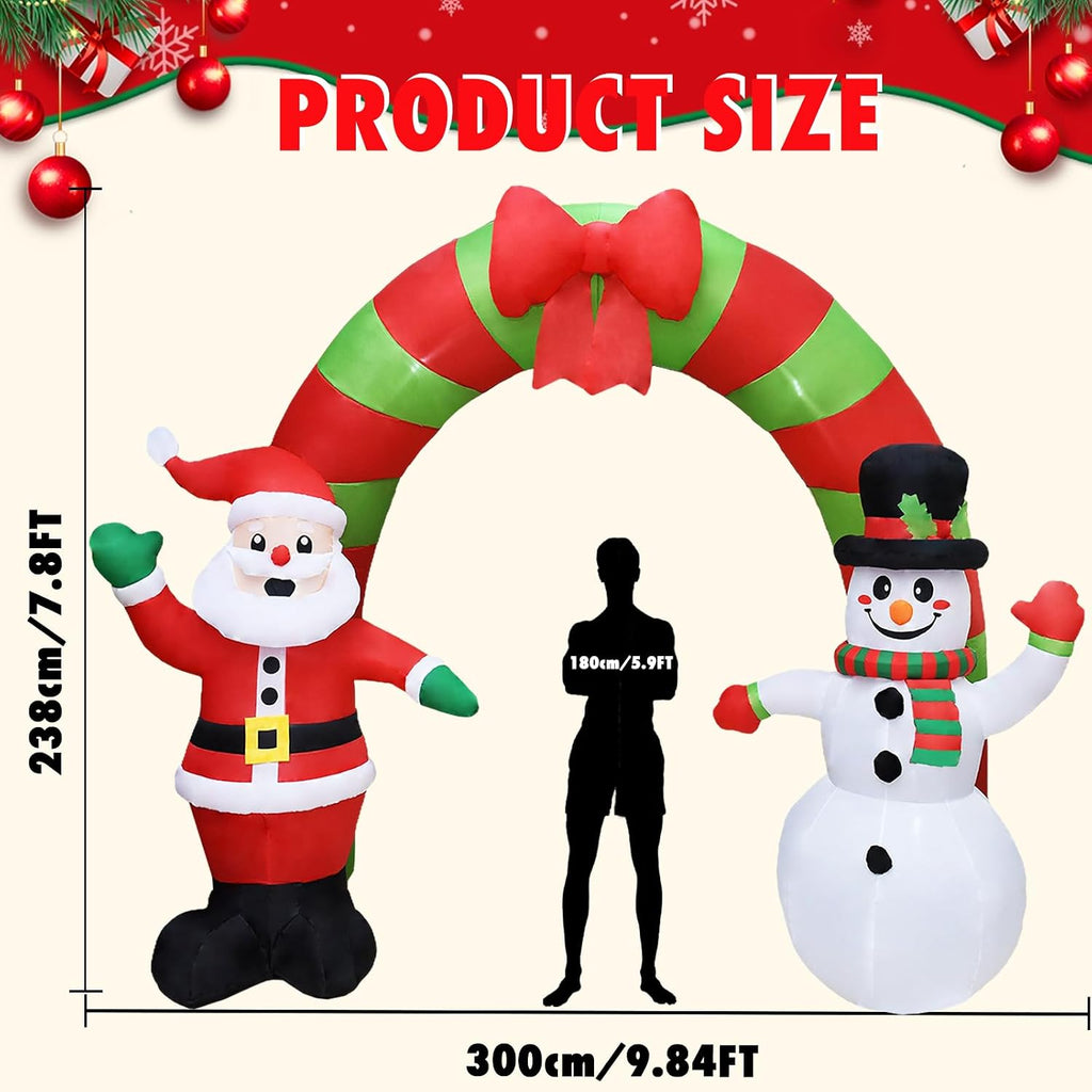 10 FT Christmas Inflatables Archway Outdoor Decorations Santa Snowman Arch