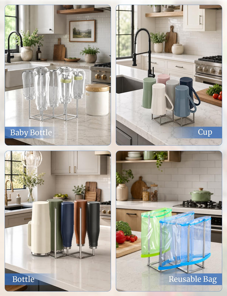 Foldable Bottle Drying Rack, Baby Bottle Drying Rack, Collapsible Cup Draining Holder, Retractable Reusable Stainless