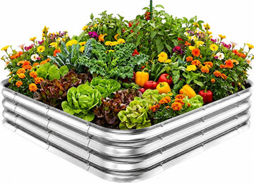 Square Galvanized Raised Garden Bed 4x4 ft - Heavy Duty Metal Planter Box for Vegetables & Flowers,Herb- 12" Deep