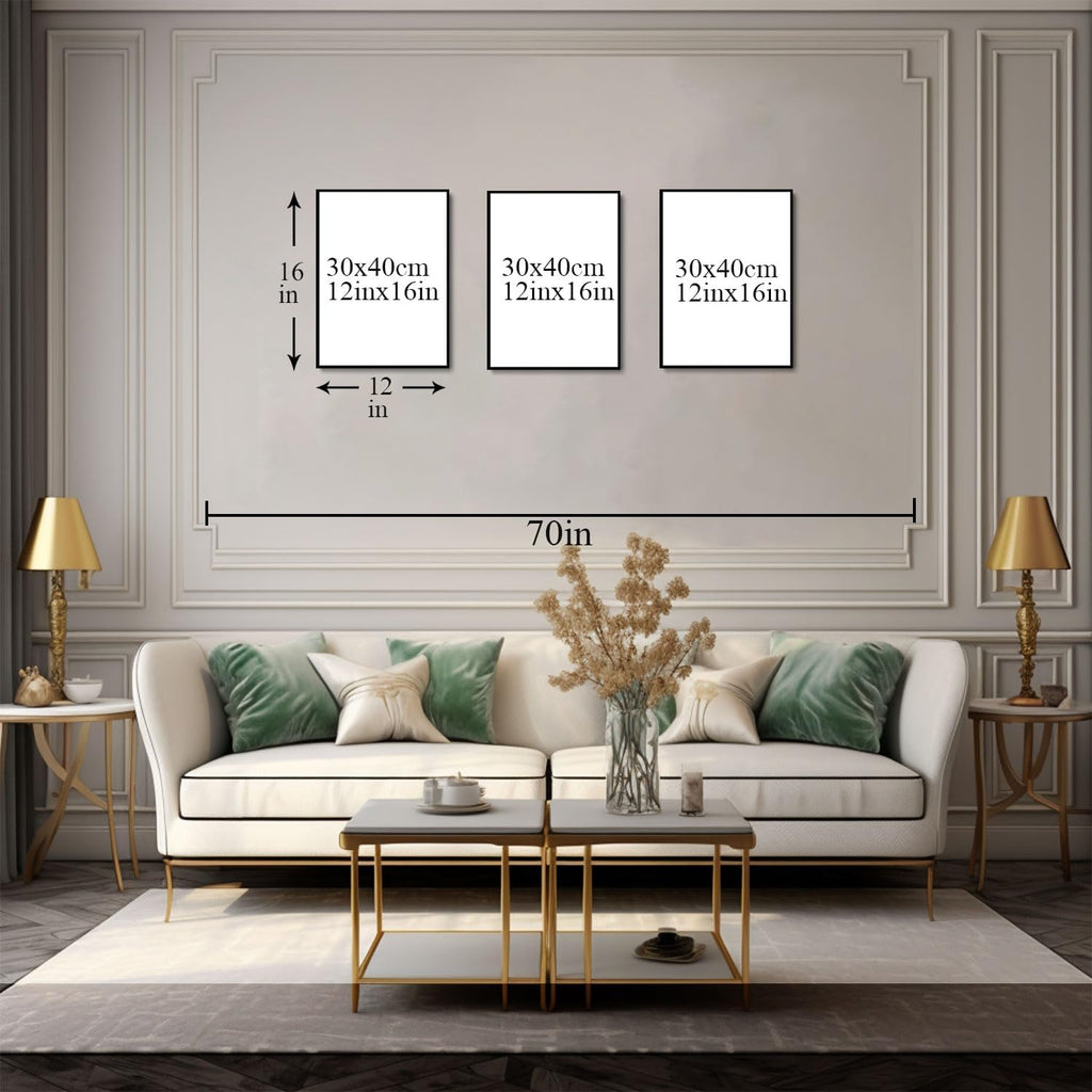 Blue Mountain Canvas Wall Art Set of 3, 16x24 inch