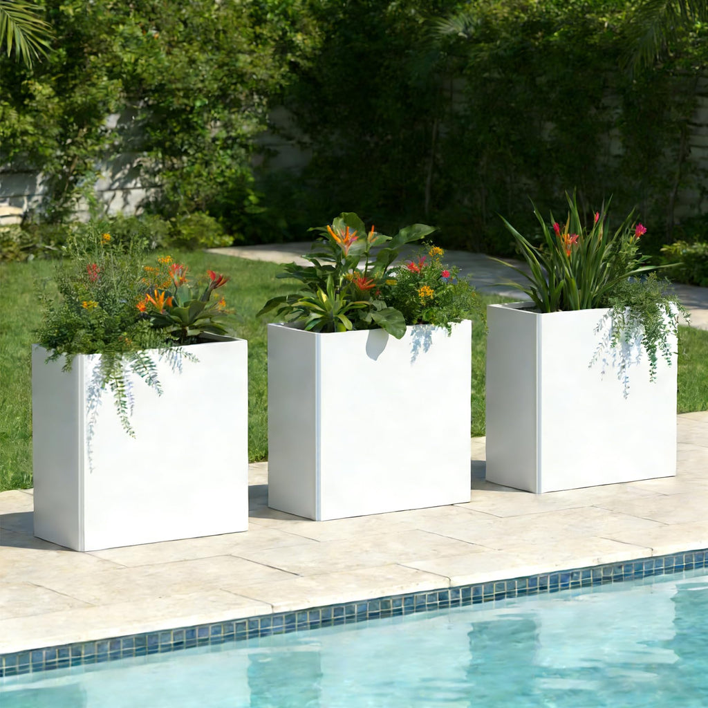 Tall Planter -24X12X24inch Planter Box with Removable Insert Shelf, White