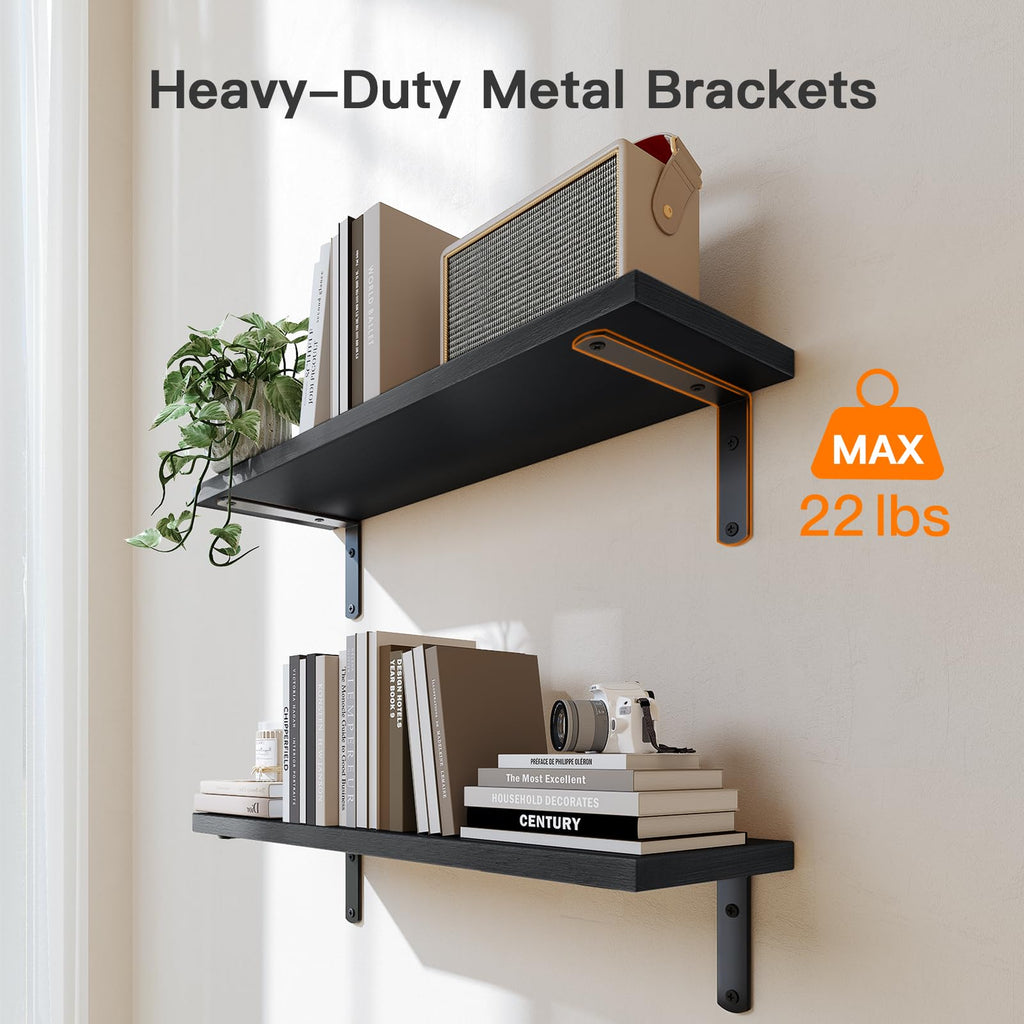 Bathroom Shelves with Storage Basket, Set of 3, Black